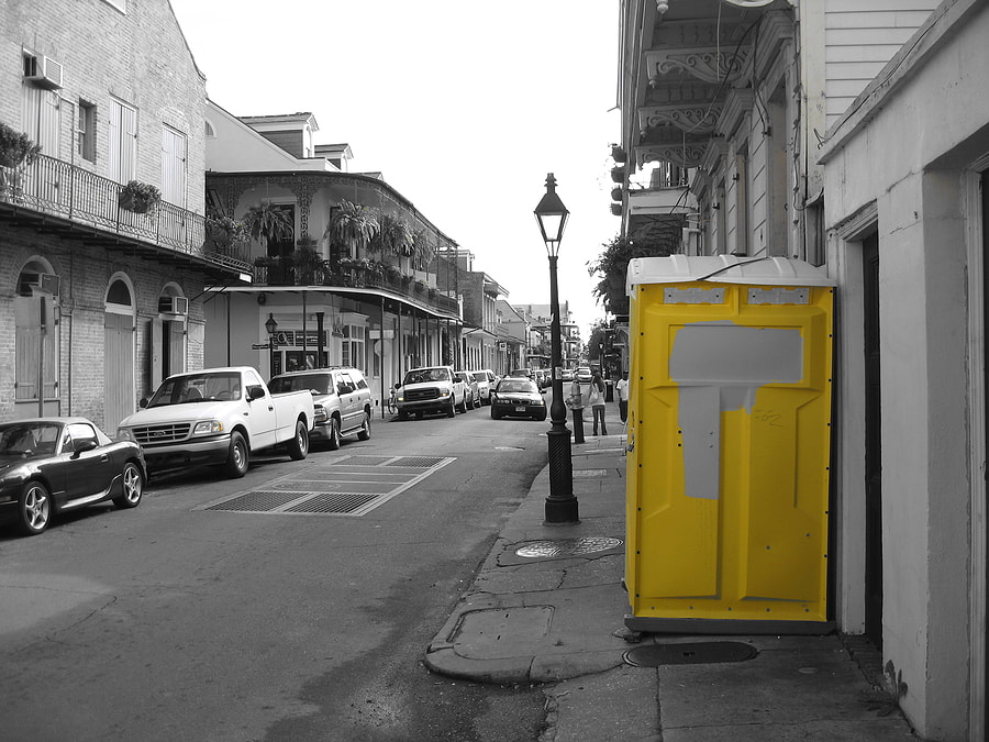 portable toilet beside the road