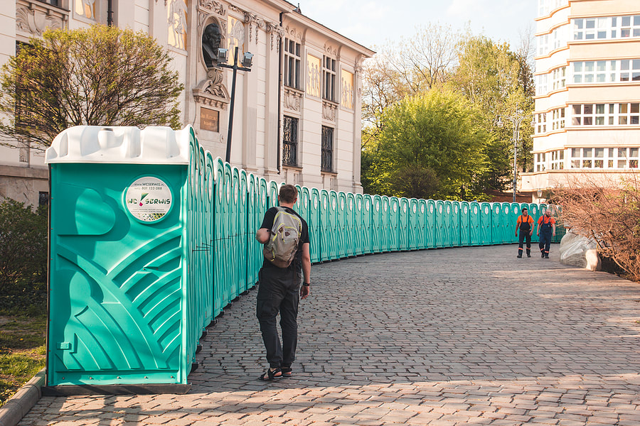 portable toilets in the walkway